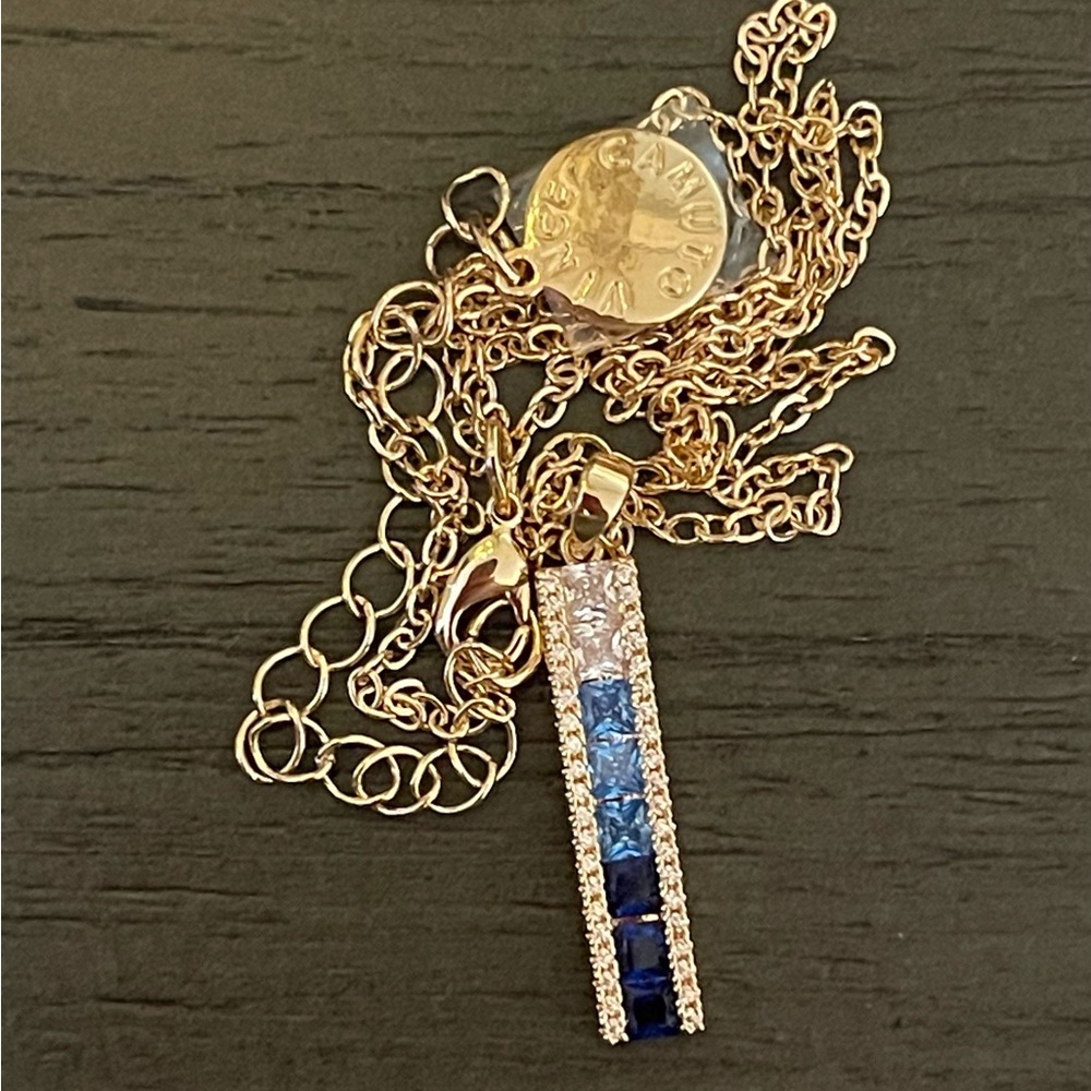 Vince Camuto Gold Necklace with Blue Gradient Pendant